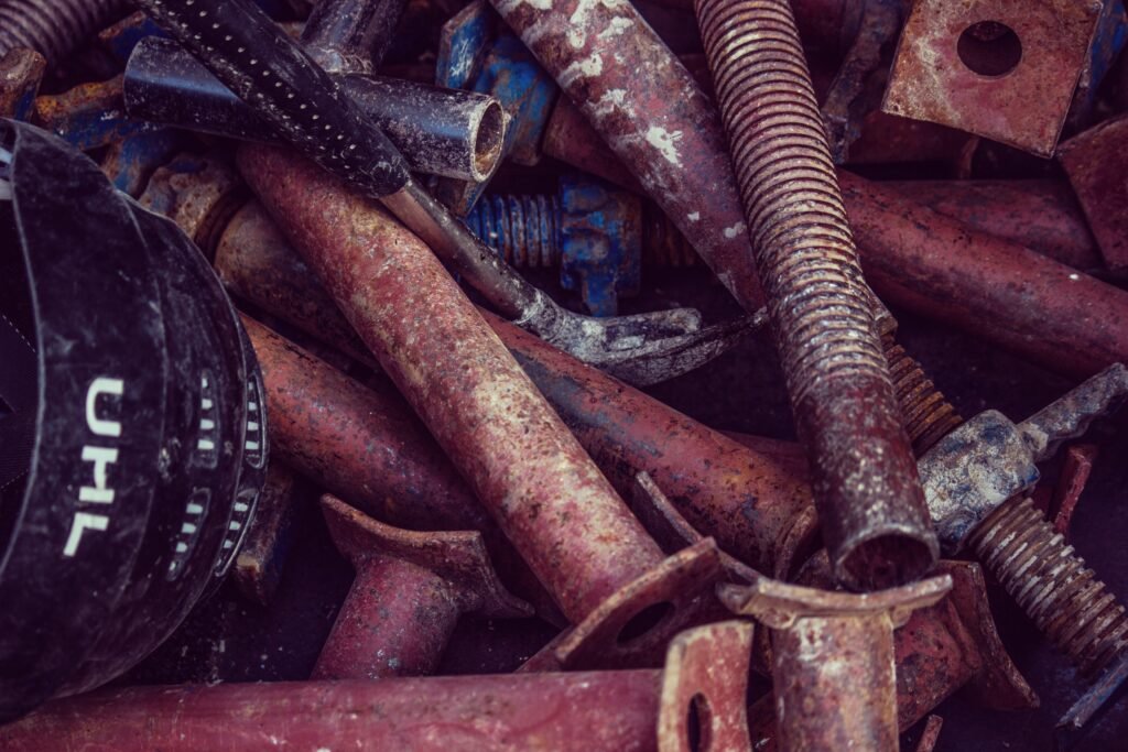 Metal gears and mechanical parts destined for recycling.